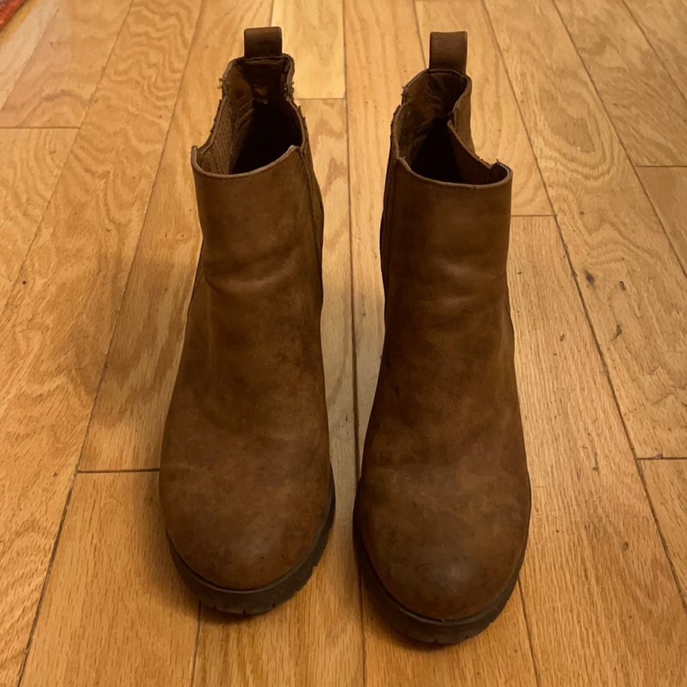 Brown heeled booties